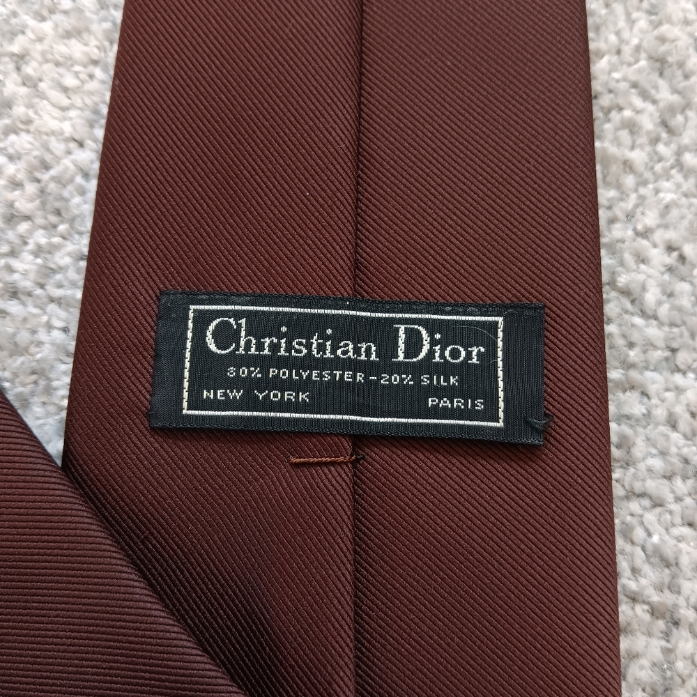 Christian Dior Vintage Brown Logo Tie Rapp